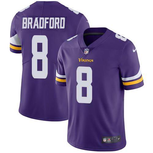 Youth Nike Vikings #8 Sam Bradford Purple Team Color  Vapor Untouchable Limited Jersey