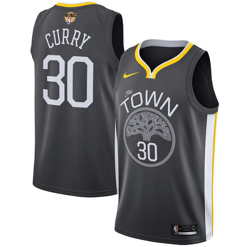 Youth Nike Warriors #30 Stephen Curry Black The Finals Patch Youth NBA Swingman Statement Edition Jersey