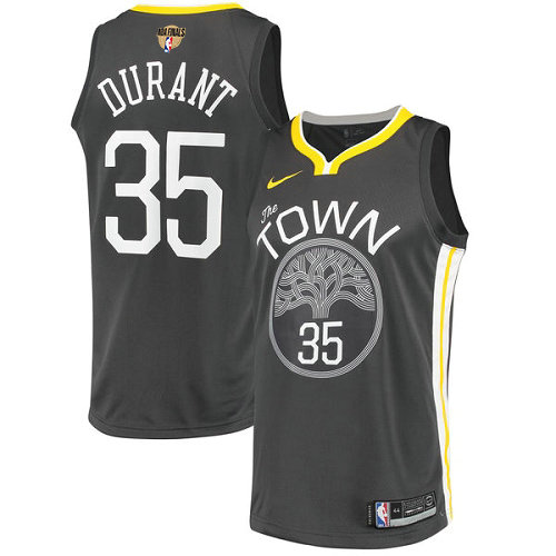 Youth Nike Warriors #35 Kevin Durant Black The Finals Patch Youth NBA Swingman Statement Edition Jersey