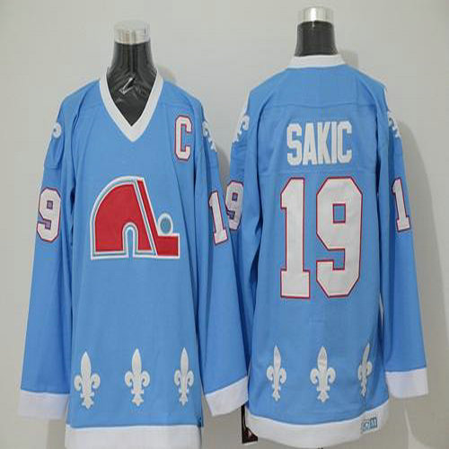 Youth Nordiques #19 Joe Sakic Light Blue CCM Throwback Stitched NHL Jersey