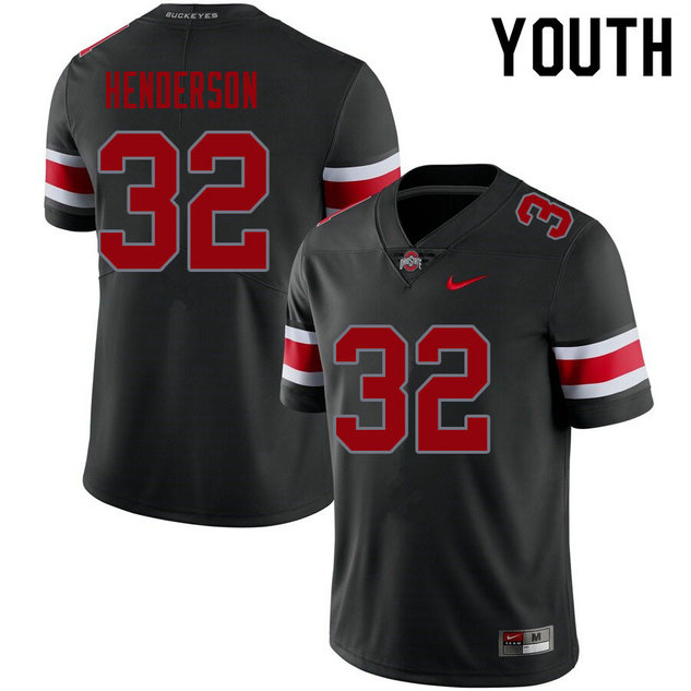 Youth Ohio State Buckeyes #32 TreVeyon Henderson Blackout Jersey