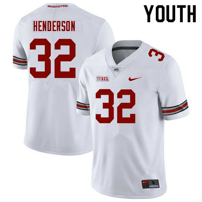 Youth Ohio State Buckeyes #32 TreVeyon Henderson White Jersey