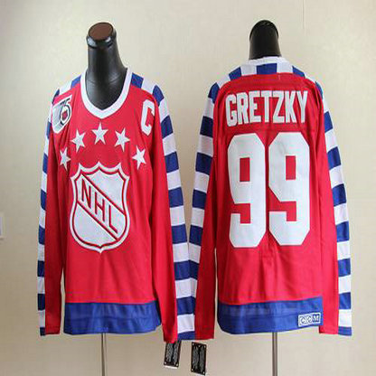 Youth Oilers #99 Wayne Gretzky Red All Star CCM Throwback 75TH Stitched NHL Jersey