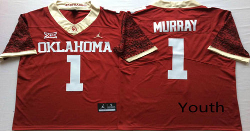 Youth Oklahoma Sooners 1 Kyler Murray Red Youth 47 Game Winning Streak College Football Jersey