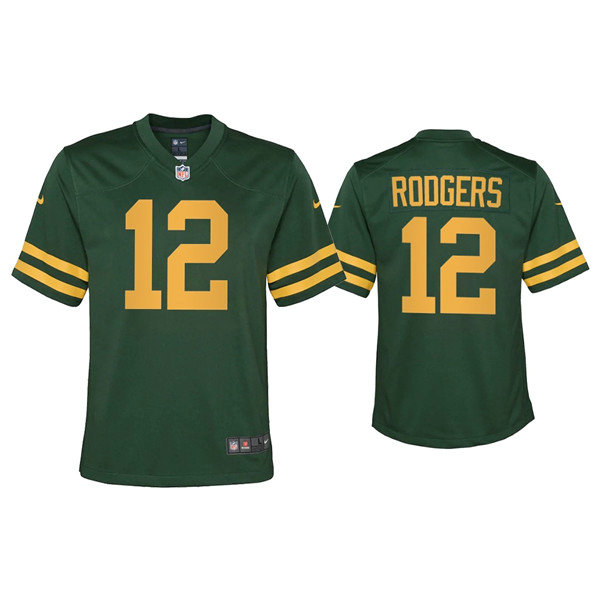 Youth Packers #12 Aaron Rodgers Alternate Game Green Jersey