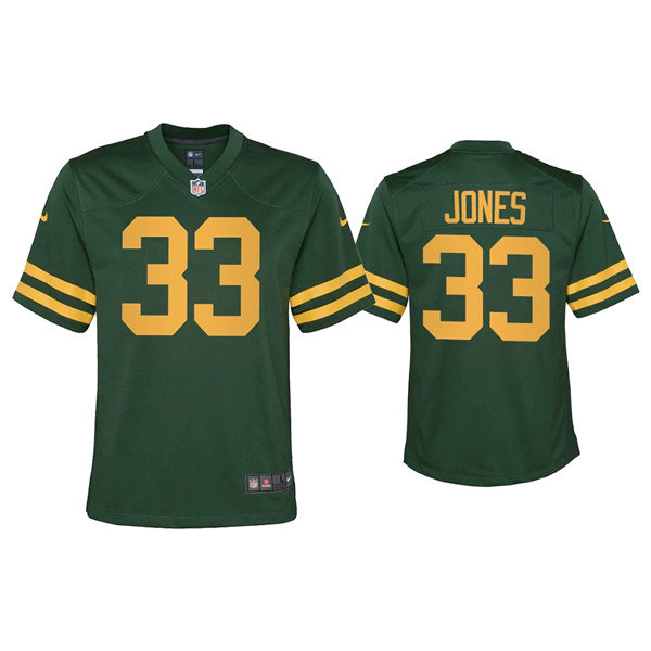 Youth Packers #33 Aaron Jones Alternate Game Green Jersey