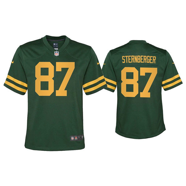 Youth Packers #87 Jace Sternberger Alternate Game Green Jersey