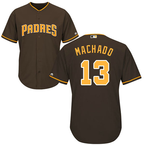 Youth Padres #13 Manny Machado Brown Cool Base Stitched Youth Baseball Jersey