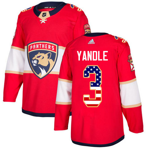 Youth Panthers #3 Keith Yandle Red Home Authentic USA Flag Stitched Youth Hockey Jersey