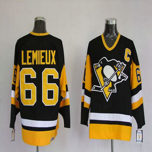 Youth Penguins #66 Mario Lemieux Stitched Black Mitchell&Ness NHL Jersey