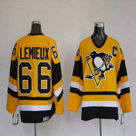 Youth Penguins #66 Mario Lemieux Stitched Yellow Mitchell&Ness NHL Jersey