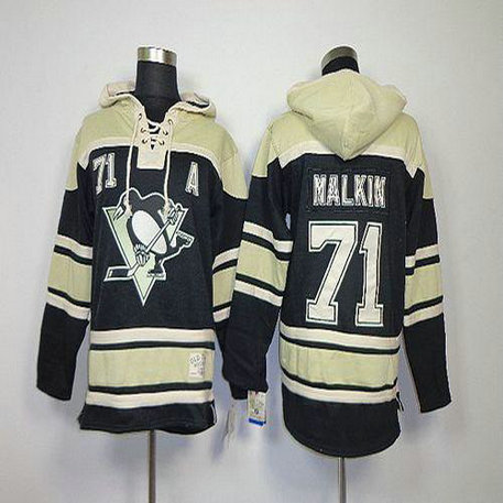 Youth Penguins #71 Evgeni Malkin Black Sawyer Hooded Sweatshirt Stitched NHL Jersey