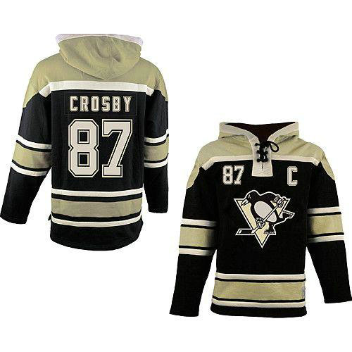 Youth Penguins #87 Sidney Crosby Black Sawyer Hooded Sweatshirt Stitched NHL Jersey