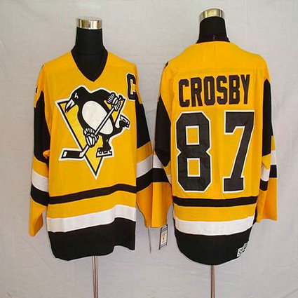 Youth Penguins #87 Sidney Crosby Stitched Yellow Mitchell&Ness NHL Jersey