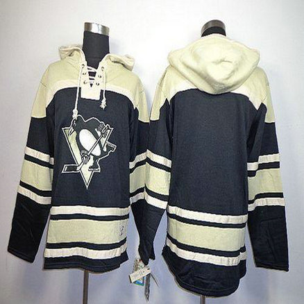 Youth Penguins Blank Black Sawyer Hooded Sweatshirt Stitched NHL Jersey
