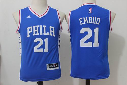 Youth Philadelphia 76ers #21 Joel Embiid New blue jerseys