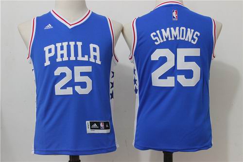Youth Philadelphia 76ers #25 Ben Simmons blue Jersey