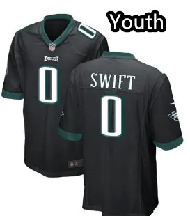 Youth Philadelphia Eagles #0 D'Andre Swift Black 2023 Draft Vapor Limited Stitched Jersey