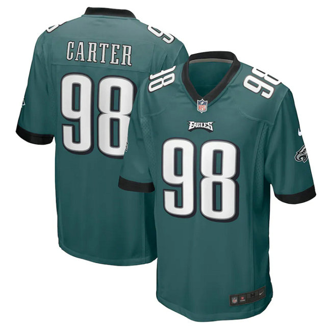 Youth Philadelphia Eagles #98 Jalen Carter Green 2023 Draft Stitched Football Jersey