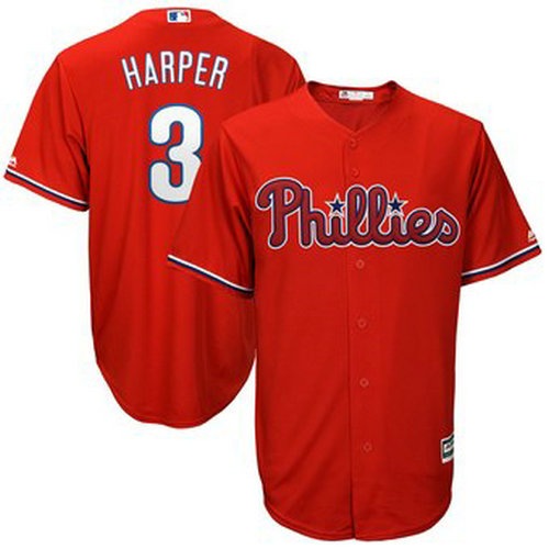 Youth Philadelphia Phillies #3 Bryce Harper Scarlet Jersey