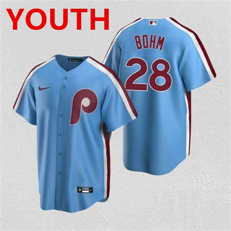 Youth Philadelphia Phillies #8 Alec Bohm Blue Cool Base Nike Jersey