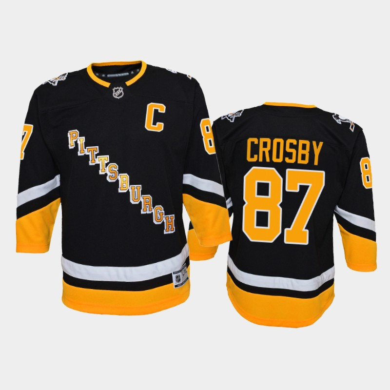 Youth Pittsburgh Penguins #87 Sidney Crosby 2021 2022 Black Stitched Jersey