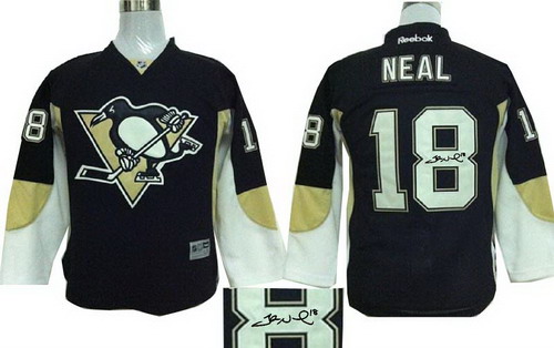 Youth Pittsburgh Penguins 18 James Neal Black 2014 Stadium Series Hockey NHL signature jerseys