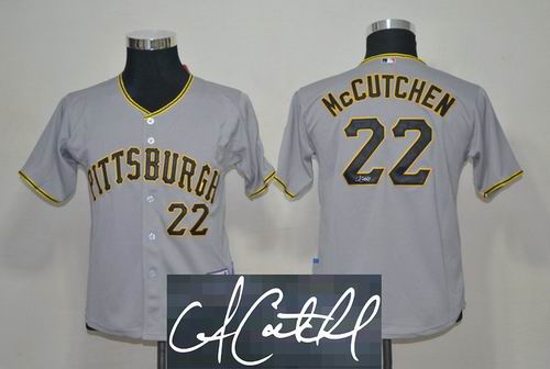 Youth Pittsburgh Pirates 22# Andrew McCutchen grey signature jerseys