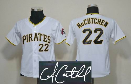 Youth Pittsburgh Pirates 22# Andrew McCutchen white signature jerseys