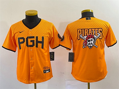 Youth Pittsburgh Pirates Gold 2023 City Connect Team Big Logo Stitched Jersey