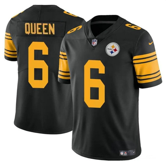 Youth Pittsburgh Steelers #6 Patrick Queen Black Color Rush Limited Stitched Football Jersey