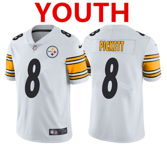 Youth Pittsburgh Steelers #8 Kenny Pickett 2022 White Vapor Untouchable Limited Stitched Jersey