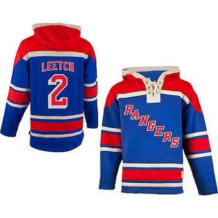 Youth Rangers #2 Brian Leetch Blue Sawyer Hooded Sweatshirt Stitched NHL Jersey