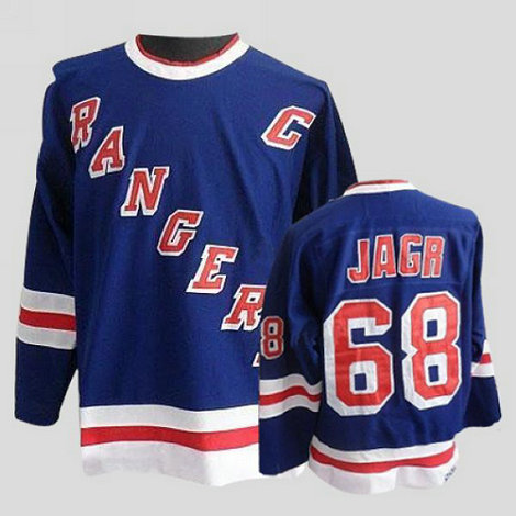 Youth Rangers #68 Jaromir Jagr Stitched Blue CCM Throwback NHL Jersey