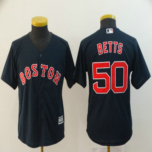 Youth Red Sox 50 Mookie Betts Navy Youth Cool Base Jersey