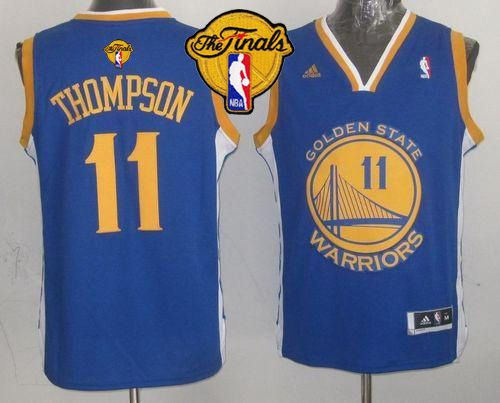 Youth Revolution 30 Golden State Warriors 11 Klay Thompson Blue The Finals Patch NBA Jersey