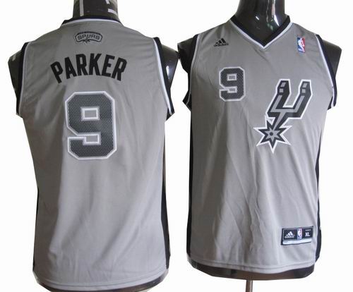 Youth San Antonio Spurs Tony Parker 9# grey Revolution 30 jerseys