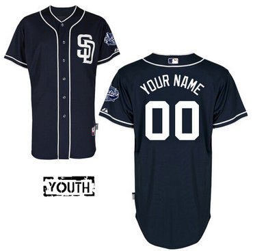 Youth San Diego Padres Authentic Customized Navy Blue Alternate Jersey