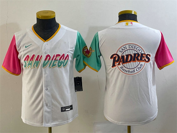 Youth San Diego Padres White Team Big Logo City Connect Stitched Baseball Jersey