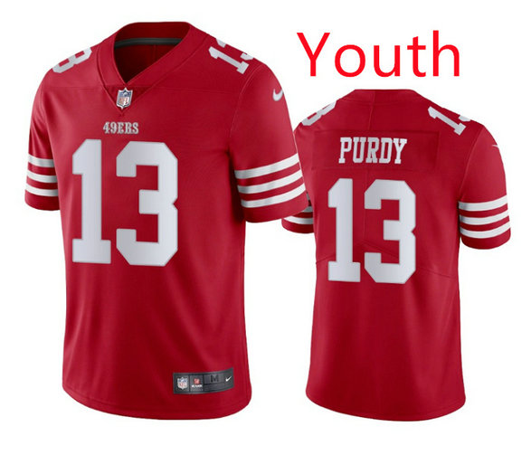 Youth San Francisco 49ers #13 Brock Purdy Red Football Jersey