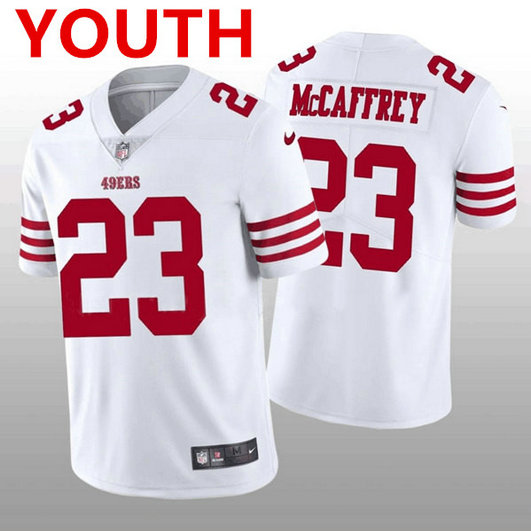 Youth San Francisco 49ers #23 Christian McCaffrey White 2022 Vapor Untouchable Stitched Jersey