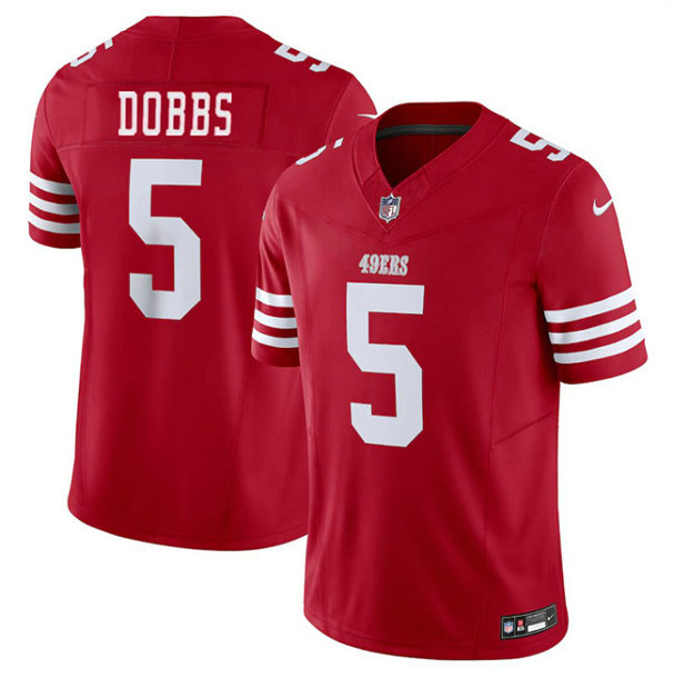 Youth San Francisco 49ers #5 Josh Dobbs 2024 F.U.S.E. Red Vapor Untouchable Limited Stitched Football Jersey