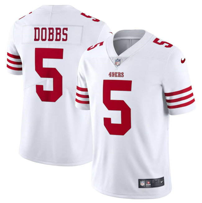 Youth San Francisco 49ers #5 Josh Dobbs White Vapor Untouchable Limited Stitched Football Jersey