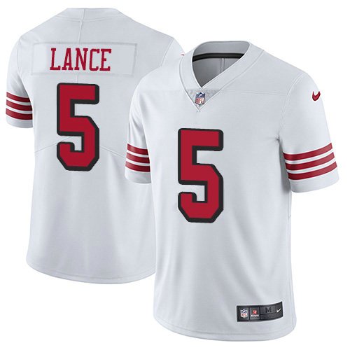 Youth San Francisco 49ers #5 Trey Lance White Youth Stitched NFL Limited Rush Jersey