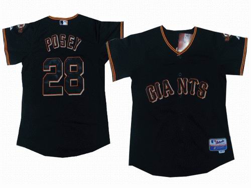 Youth San Francisco Giants #28 Buster Posey black Jersey
