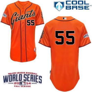 Youth San Francisco Giants 55 Tim Lincecum Orange 2014 World Series Patch Stitched MLB Baseball Jersey