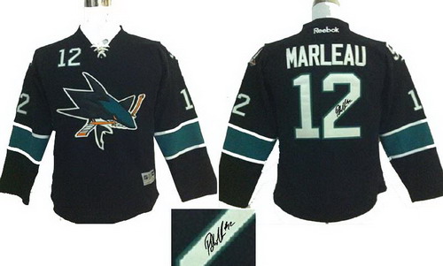 Youth San Jose Sharks #12 Patrick Marle black 2014 Stadium Series Hockey NHL signature jerseys