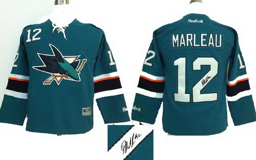 Youth San Jose Sharks #12 Patrick Marle green 2014 Stadium Series Hockey NHL signature jerseys