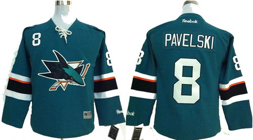Youth San Jose Sharks #8 Joe Pavelski GREEN  jerseys