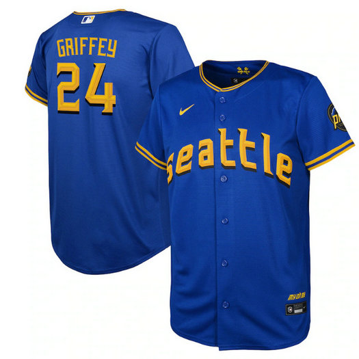 Youth Seattle Mariners #24 Ken Griffey Jr. Royal 2023 City Connect Stitched Baseball Jersey